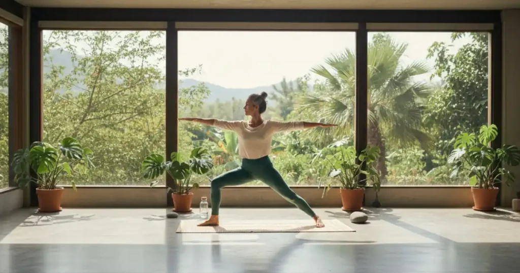 femme de 50 ans qui fait du yoga