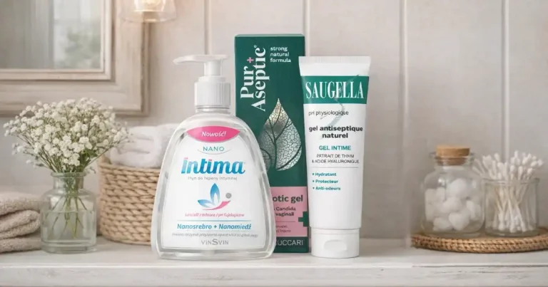 3 gels creme antiseptique pour la vulve dans une salle de bain